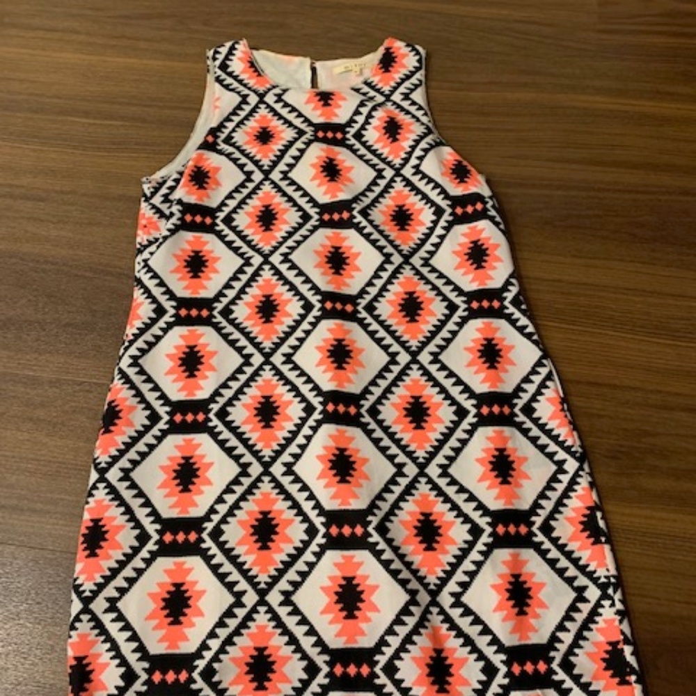 Printed dress with beading